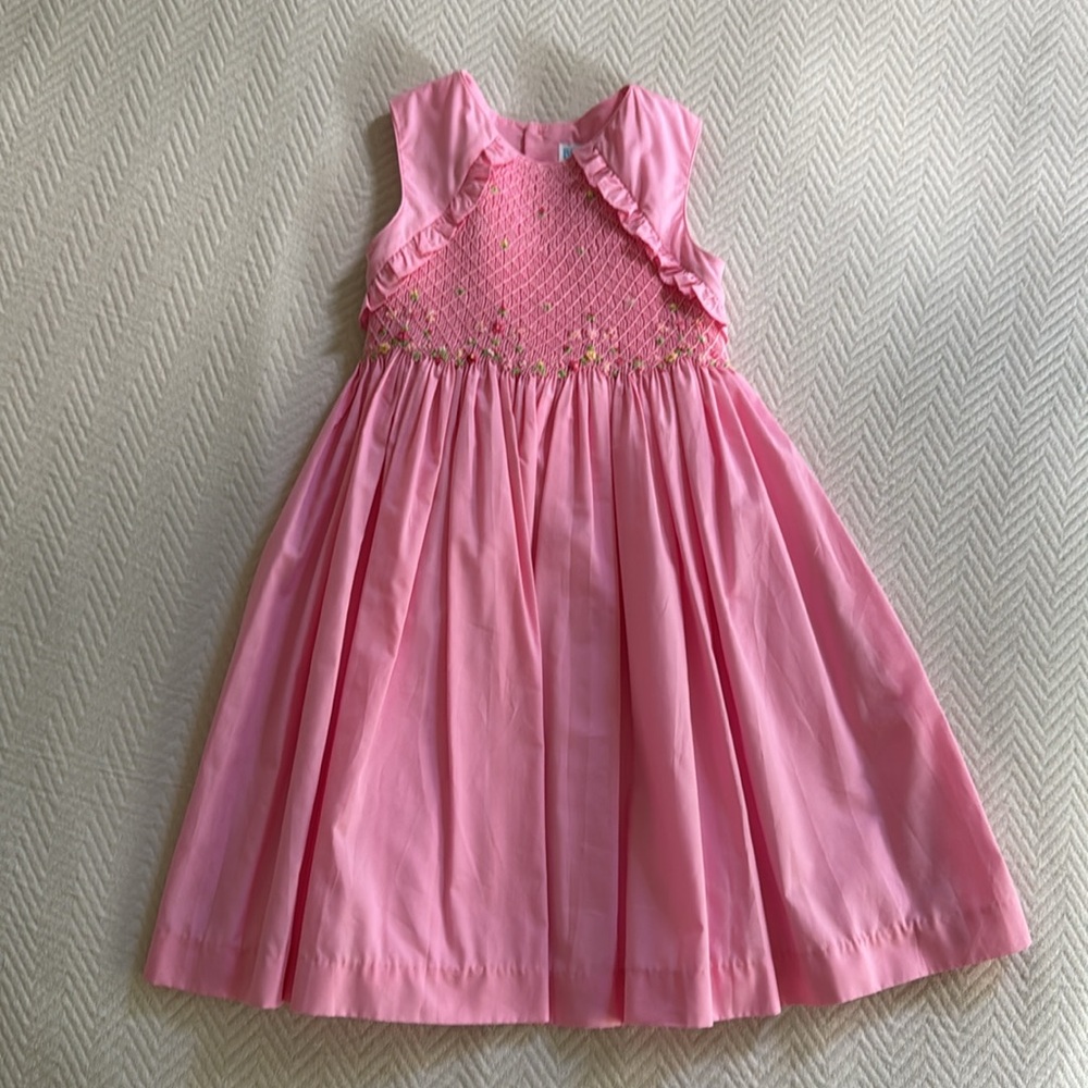 Luli & Me Pink Smocked Ruffle Party Dress